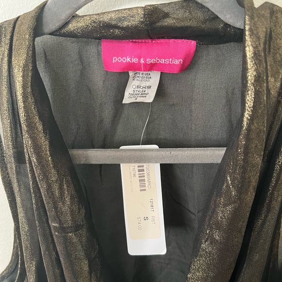 Gold Metallic Cowl Neck Top NWT - Picture 2 of 4